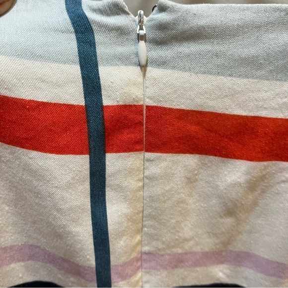 Ann Taylor Picnic Striped Linen Skirt w/Flounce Hem Ivory & Red Orange Sz 8 - Picture 9 of 12